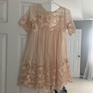 Anthropologie magnolia blush nude lace dress holding horses dress size 2